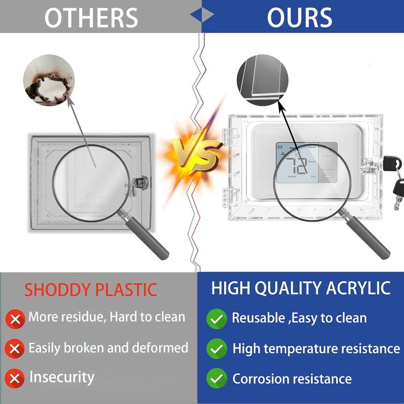 Young Dance 2PCS Large Thermostat Lock Box Cover with Key,Clear Thermostat Cover with Lock Fits Honeywell Thermostat On Wall,AC Lock Box Cover with Key Fits Thermostats 6.5" W x5.0 H or Smaller - Image 3